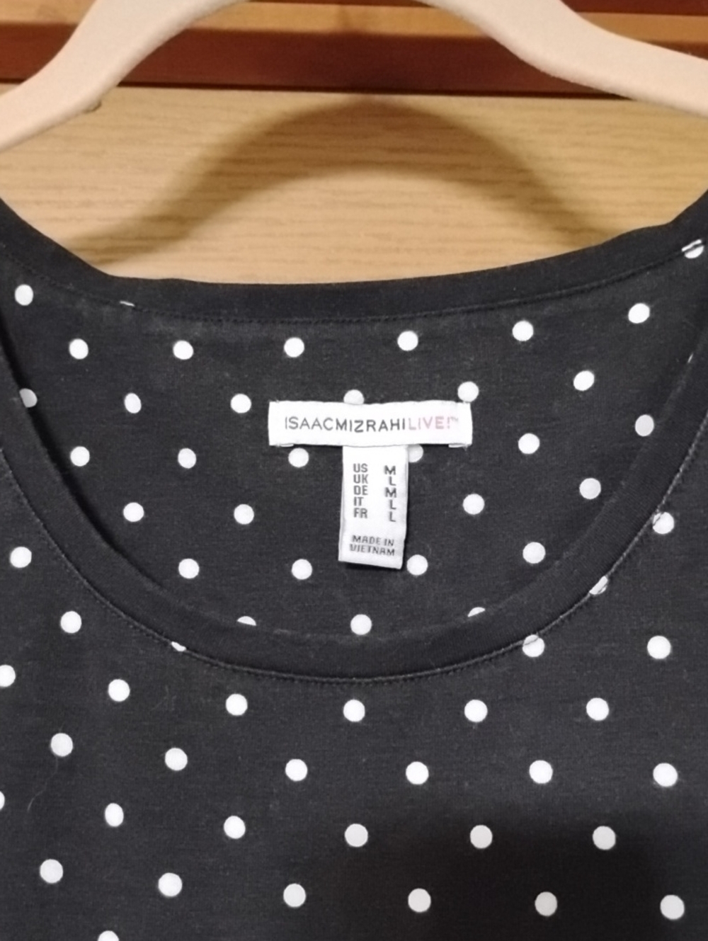 Isaac Mizrahi Black & White Polka Dot Drop Peplum Top Medium - Picture 7 of 9